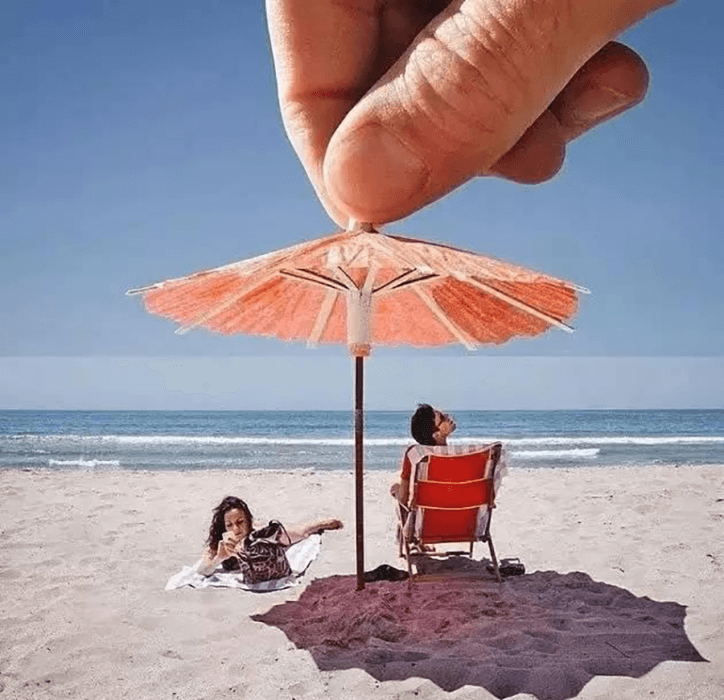 fotos con juego de perspectiva en la playa